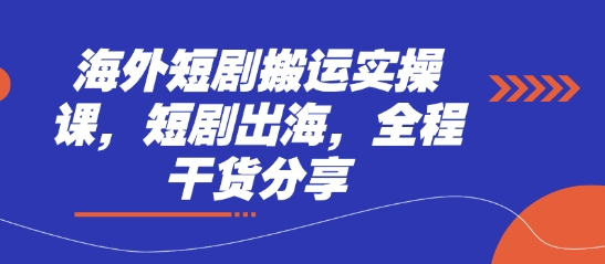 海外短剧搬运实操课，短剧出海，全程干货分享-小飞项目网