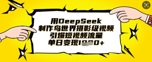 用DeepSeek制作鸟世界摄影级视频，引爆短视频流量，单日变现1k-小飞项目网