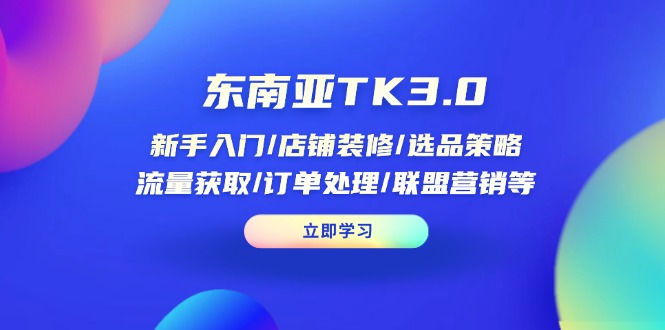 （14208期）东南亚TK3.0：新手入门/店铺装修/选品策略/流量获取/订单处理/联盟营销等-小飞项目网