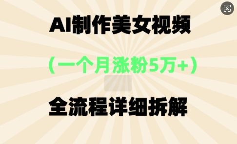AI制作美⼥视频，⼀个⽉涨粉5万，全流程详细拆解-小飞项目网