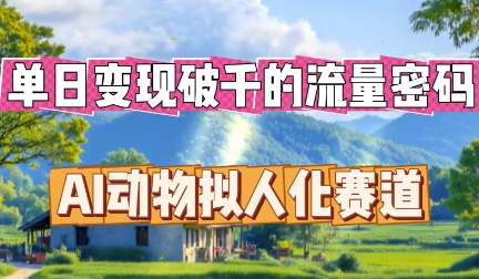单日变现破k的流量密码，AI动物拟人化赛道-小飞项目网