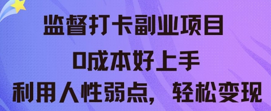 监督打卡副业新玩法，0成本好上手，利用人性的弱点轻松变现-小飞项目网