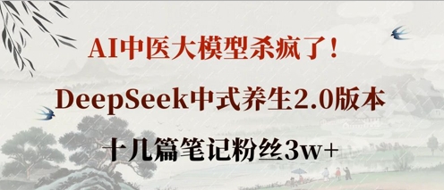 AI中医大模型杀疯了！DeepSeek中式养生2.0版本，十几篇笔记粉丝3w+-小飞项目网