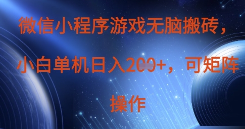微信小程序游戏无脑搬砖，单设备日入2张+，可矩阵操作-小飞项目网