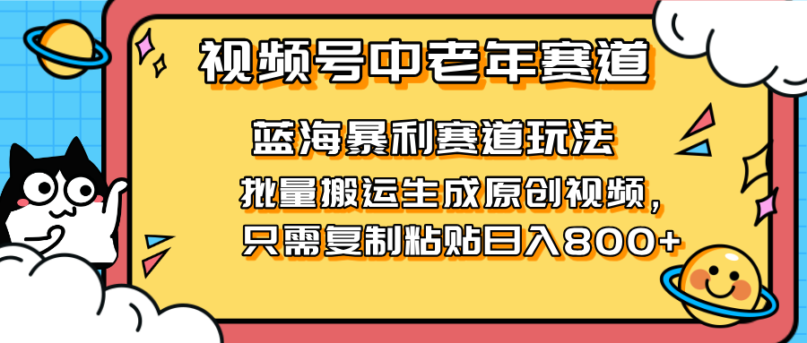 （14314期）2025视频号中老年短视频蓝海暴利风口！复制粘贴搬运视频单日赚800+，无…-小飞项目网