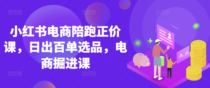 小红书电商陪跑正价课，小红书官方认证电商讲师教学，日出百单选品，电商掘进课-小飞项目网