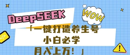 25年最新风口，用DeepSeek做养生号，小白必学，日入数张，一条作品涨粉1W+-小飞项目网