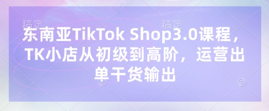 东南亚TikTok Shop3.0课程，TK小店​从初级到高阶，运营出单干货输出-小飞项目网