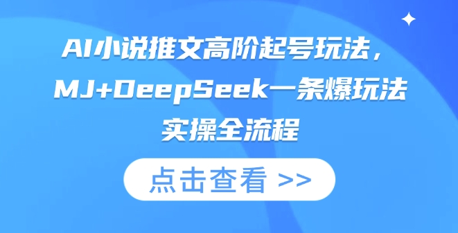 AI小说推文高阶起号玩法，MJ+DeepSeek一条爆玩法实操全流程-小飞项目网