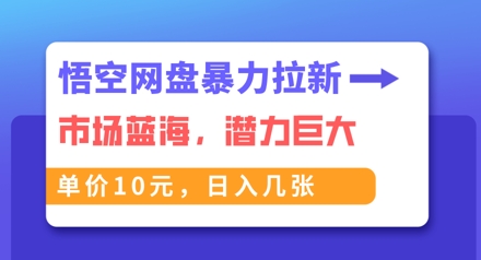 悟空网盘暴力拉新：一单10元，市场空白，日入几张-小飞项目网