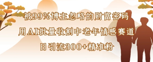 被99%博主忽略的财富密码：用AI批量收割中老年情感赛道，日引流300+精准粉-小飞项目网