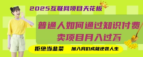 2025互联网项目天花板，普通人如何通过知识付费卖项目月入过W，拒绝当韭菜【揭秘】-小飞项目网