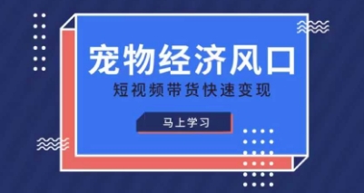 宠物赛道快速变现精品课，宠物经济风口，短视频带货快速变现-小飞项目网