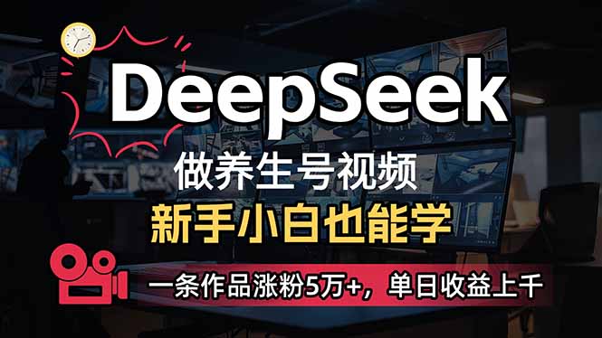（14199期）小白用DeepSeek做养生号，一条作品涨粉5万+，单日收益上千-小飞项目网