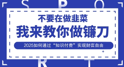 韭菜生涯终结者，我来教你做镰刀，2025如何通过“知识付费”实现财F自由【揭秘】-小飞项目网