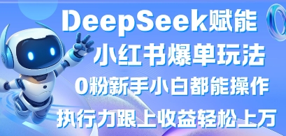 DeepSeek赋能小红书爆单玩法0粉新手小白都能操作，执行力跟上收益轻松上W，懒人勿做-小飞项目网