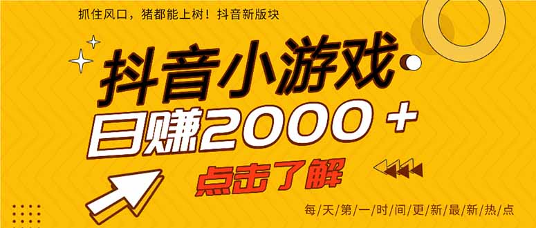（14319期）抖音小游戏，最新风口项目，亲测单游戏2000+感兴趣点击了解。-小飞项目网