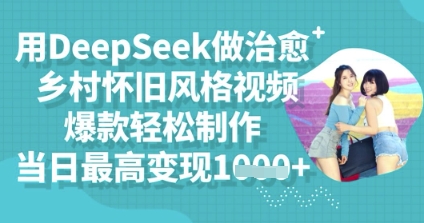 用DeepSeek做治愈乡村怀旧风格视频，爆款轻松制作，当日最高变现多张-小飞项目网